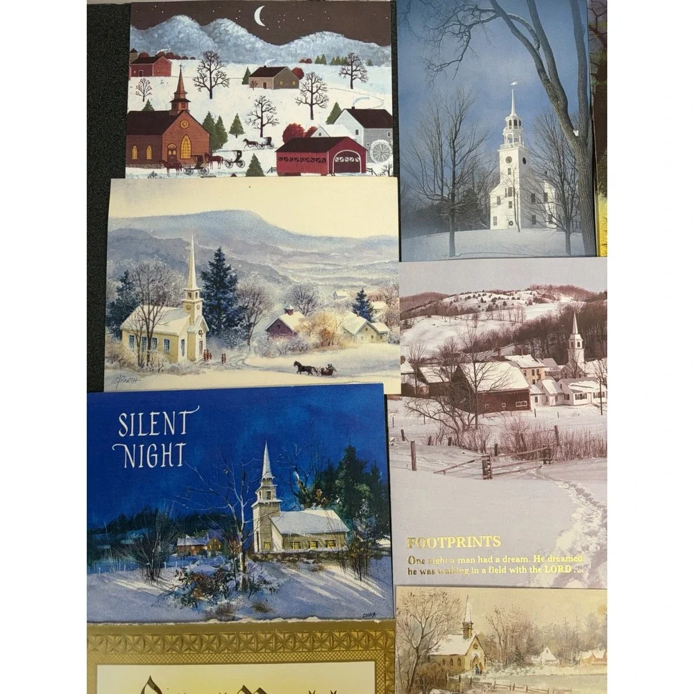 Vintage Christmas Cards Fronts ONLY Churches Cathedrals Scrapbooking Crafts 50+